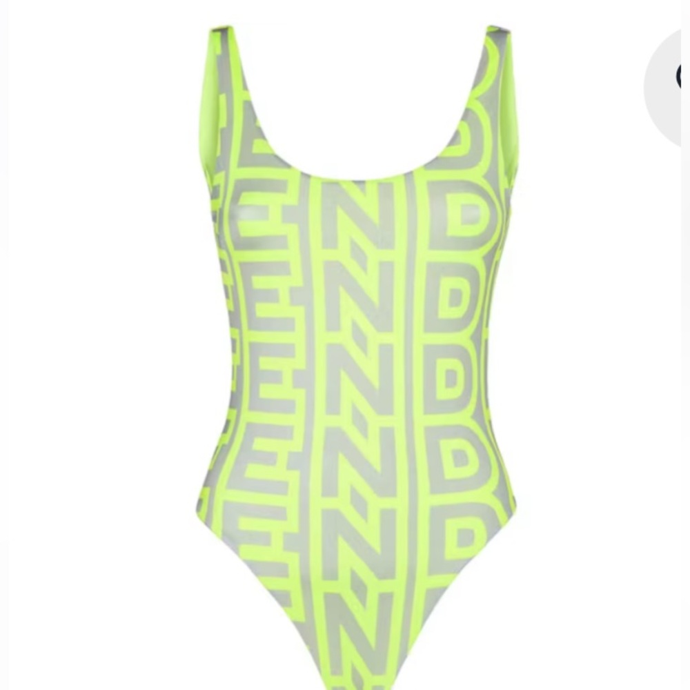 Fendi One-Piece Swimsuit - Neon Green and gray size small reversible